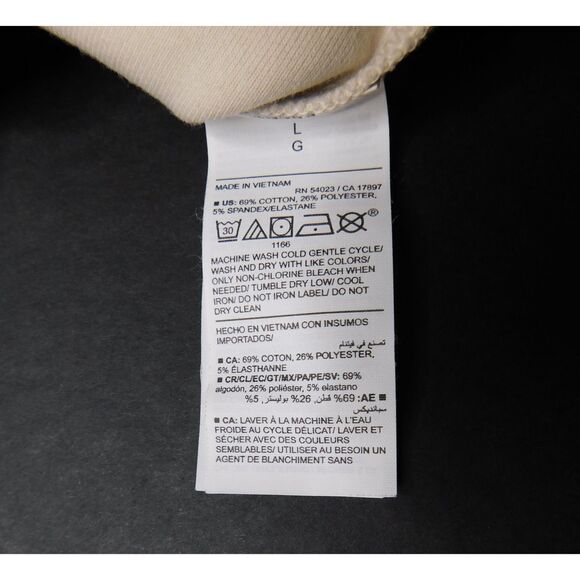 Woman's Quarter Zip Sweatshirt Dynamic Fleece Sz. L Off White Thumbhole Cuff - Picture 8 of 9